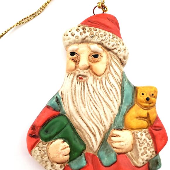 Vtg European Santa Holding Dog Christmas Hanging Ornament 9" Holiday - Picture 2 of 7